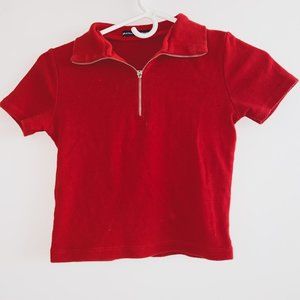 Brandy Melville Quarter zip crop top